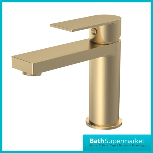 Nuie Canada Brushed Brass Mono Basin Mixer Tap With Push Clicker Waste
