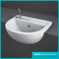 RAK Compact Semi Recessed Basin 1 Tap Hole Right & Left Hand 400mm Wide
