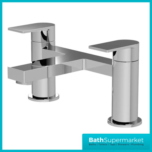 Nuie Canada Chrome Deck Mounted Twin Lever Bath Filler Tap