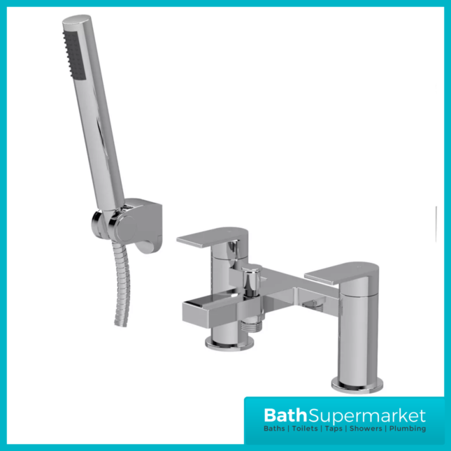 Nuie Canada Chrome Deck Mounted Twin Lever Bath Shower Mixer Tap