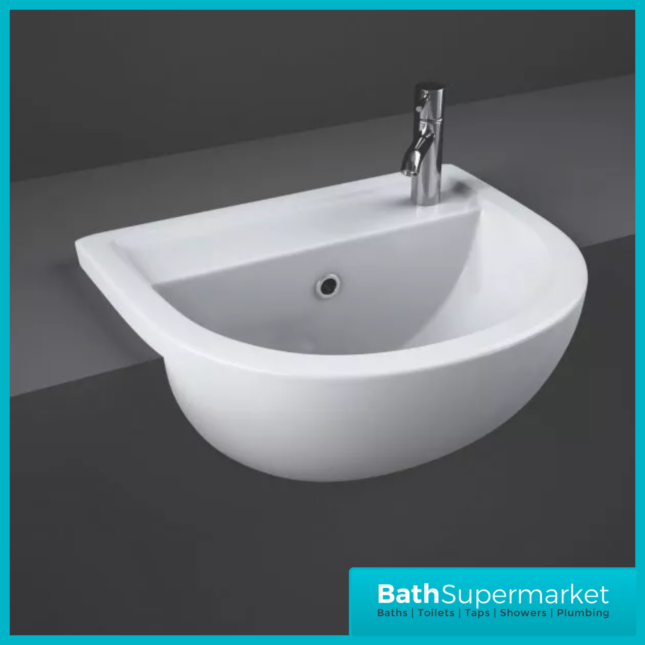 RAK Compact Semi Recessed Basin 1 Tap Hole Right & Left Hand 400mm Wide