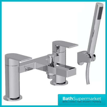Nuie Canada Chrome Deck Mounted Twin Lever Bath Shower Mixer Tap