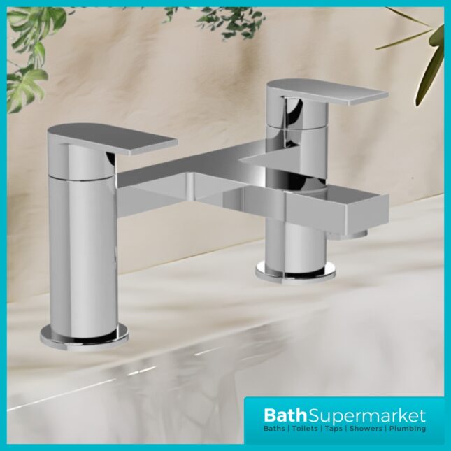 Nuie Canada Chrome Deck Mounted Twin Lever Bath Filler Tap