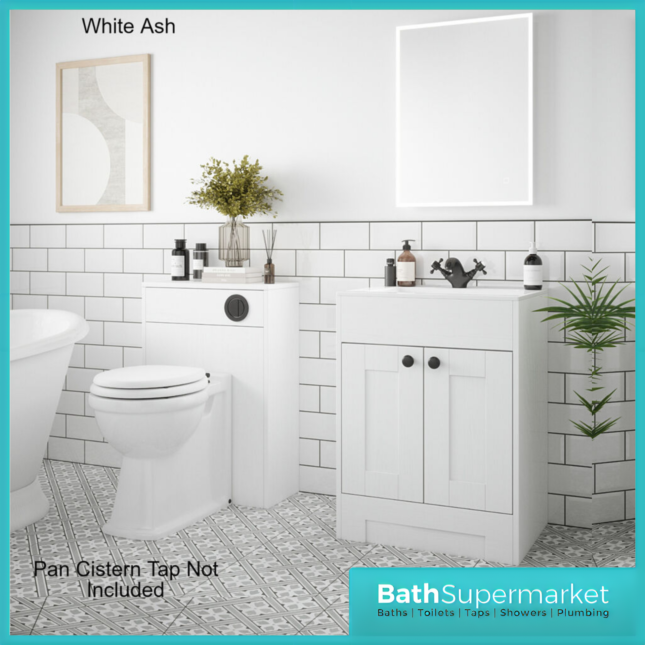 Traditional Timeless White Ash Back To Wall WC Toilet Unit 550mm