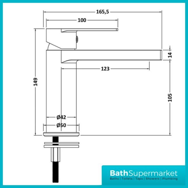 Nuie Canada Chrome Mono Basin Mixer Tap With Push Up Waste