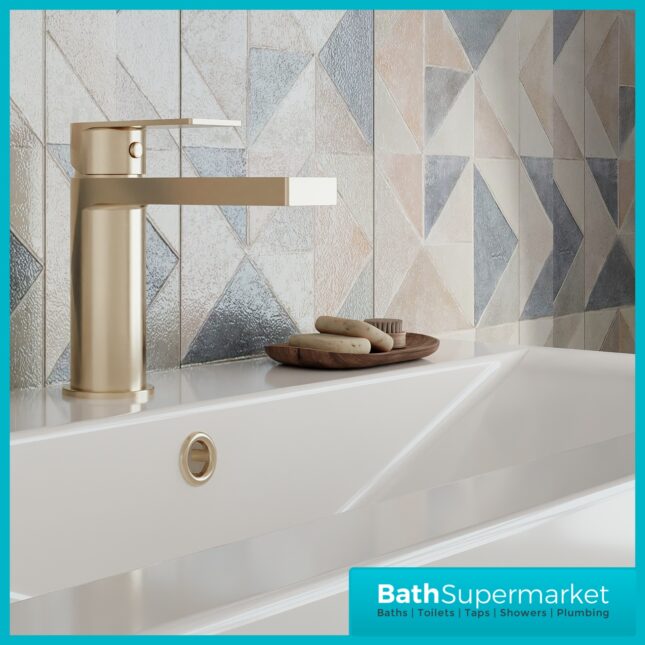 Nuie Canada Brushed Brass Mono Basin Mixer Tap With Push Clicker Waste