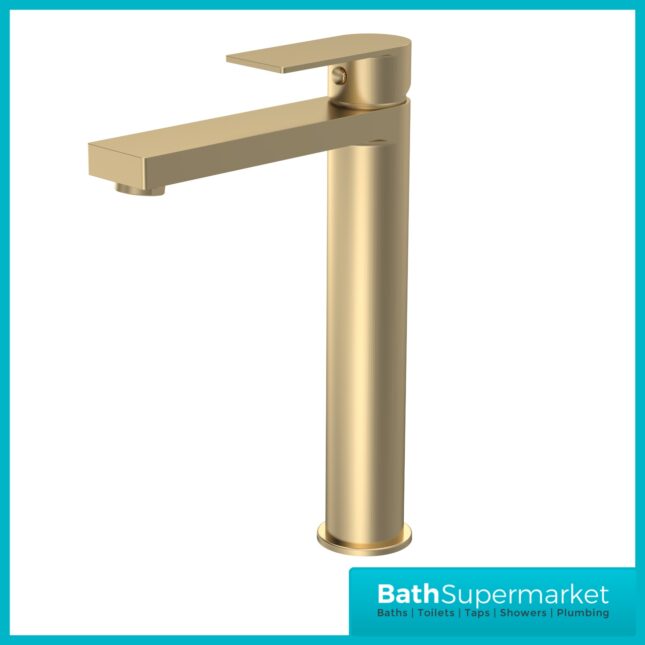 Nuie Canada Brushed Brass Mono Tall High Rise Basin Mixer Tap