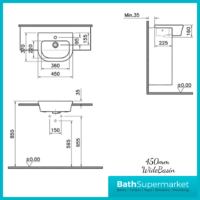 KVIT Eklipse Round Compact Semi Recessed 1 Tap Hole Basin 450mm & 550mm Wide