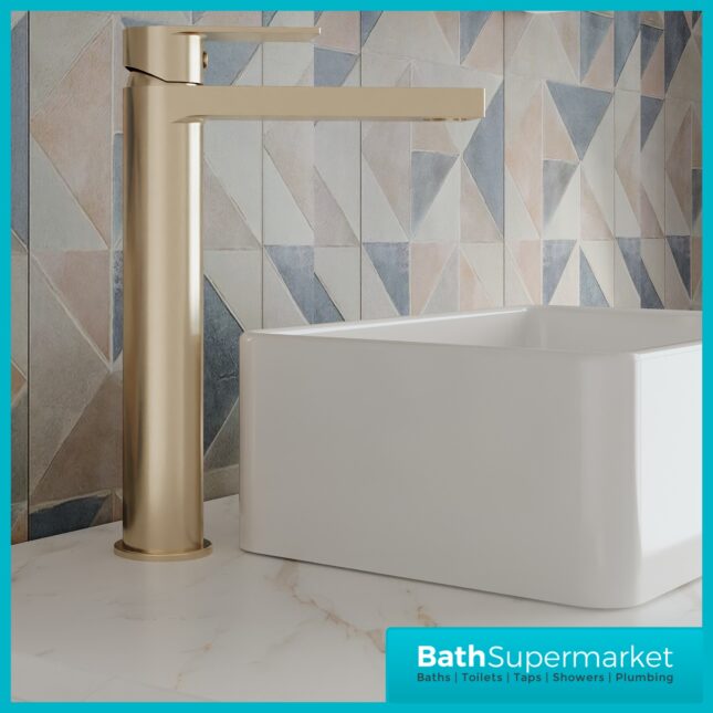 Nuie Canada Brushed Brass Mono Tall High Rise Basin Mixer Tap