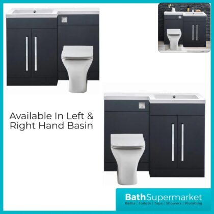 Scudo Lili Matt Grey L Shape Vanity Basin & WC Unit Pack 1100mm LH & RH