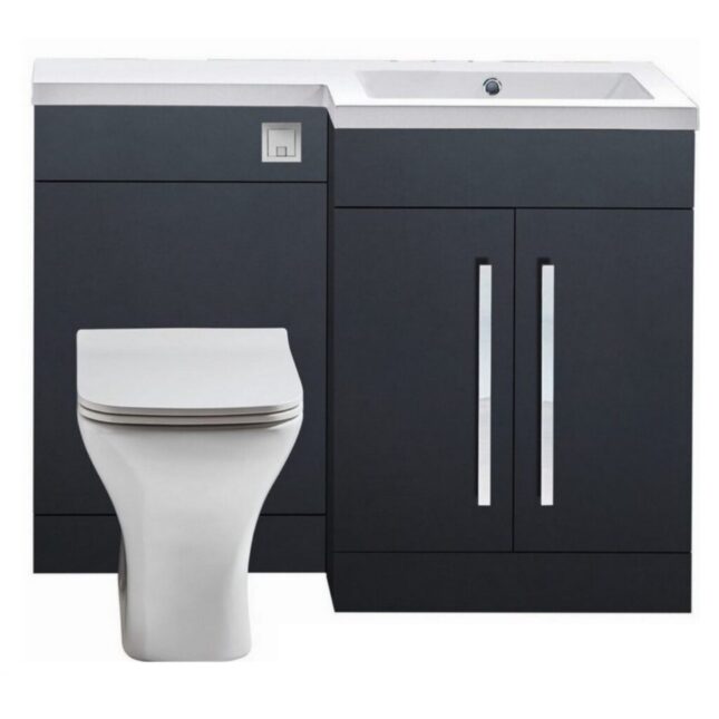 Scudo Lili Matt Grey L Shape Vanity Basin & WC Unit Pack 1100mm LH & RH