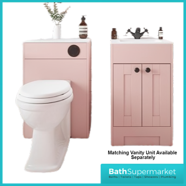 Traditional Timeless Antique Rose Pink Back To Wall WC Toilet Unit 550mm