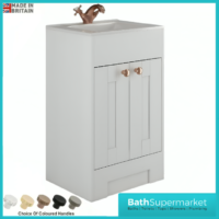 Traditional Timeless White Ash Vanity Basin Unit 600mm & Knurled Handles