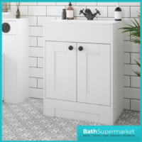 Traditional Timeless White Ash Vanity Basin Unit 600mm & Knurled Handles