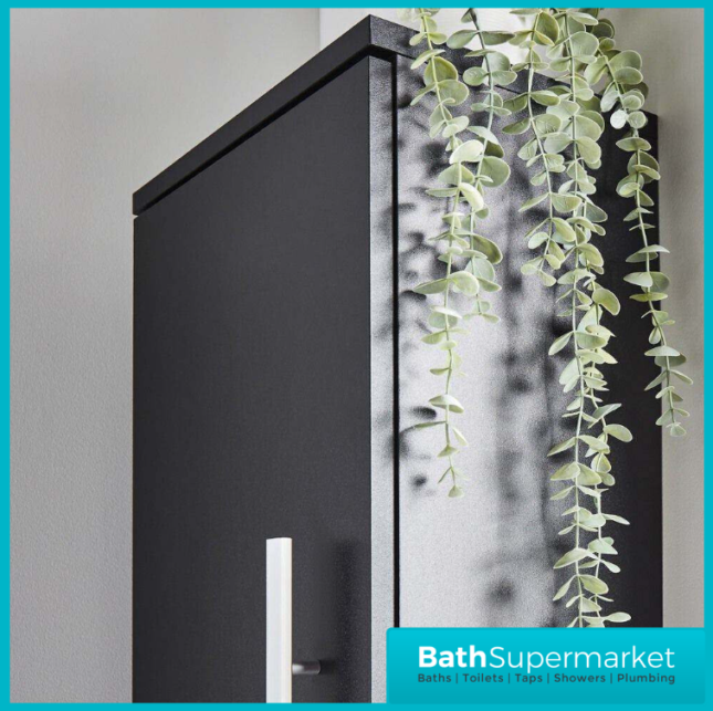 Kartell Purity Nero Matt Black Wall Mounted Tall Side Storage Unit 600mm With Handle