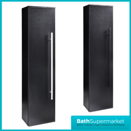 Kartell Purity Nero Matt Black Wall Mounted Tall Side Storage Unit 600mm With Handle