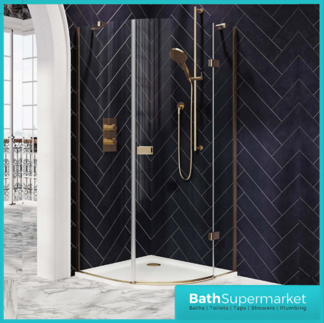 Sognare Athena Brushed Brass Quadrant Shower Enclosure 900mm x 900mm - 1900mm