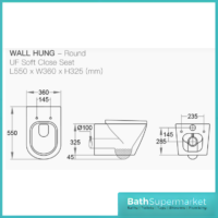 Black Rimless Wall Hung Pan With Soft Close Toilet Seat