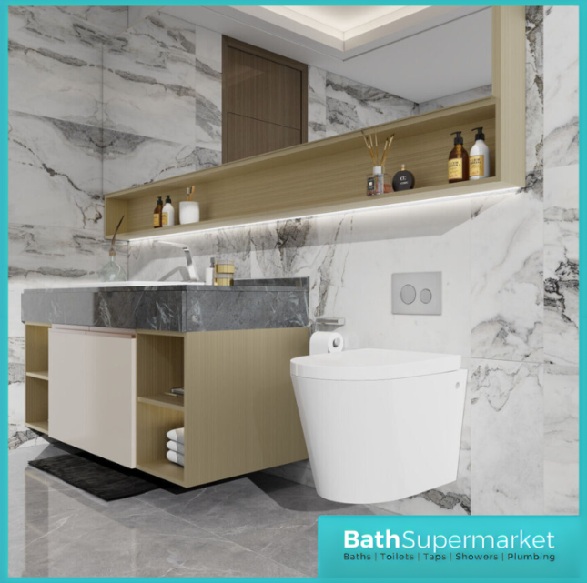 White Rimless Wall Hung Pan With Soft Close Toilet Seat