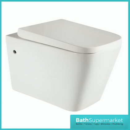 Gloss White Square Wall Hung Pan With Soft Close Toilet Seat