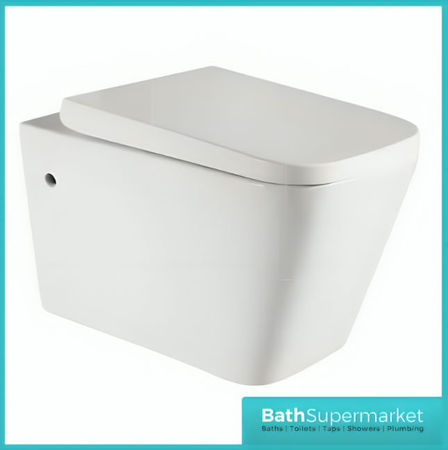Gloss White Square Wall Hung Pan With Soft Close Toilet Seat