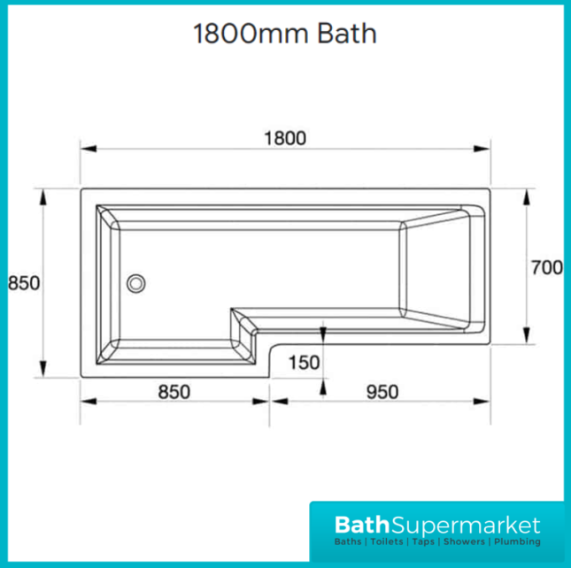 Titan L Shape Bath Left-Right Hand & Brushed Brass Shower Screen With Fixed Return