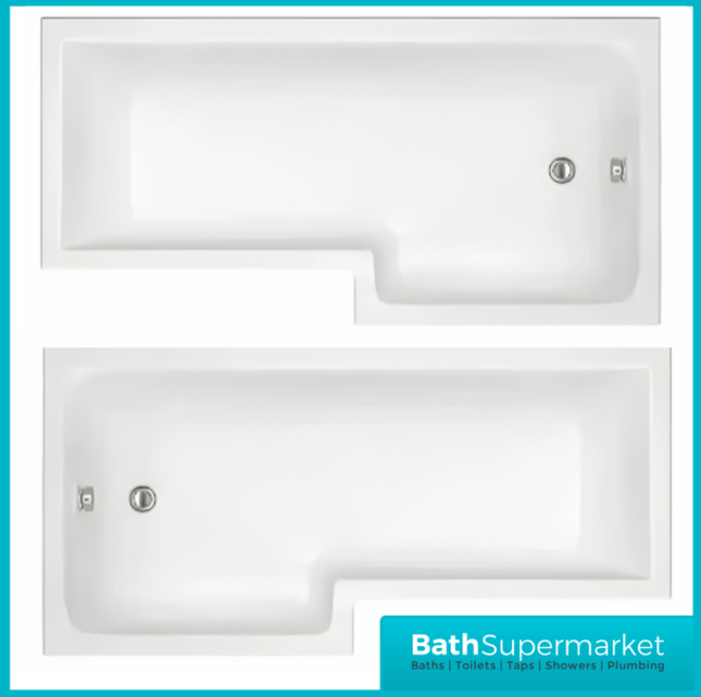 Titan L Shape Bath Left-Right Hand & Brushed Brass Shower Screen With Fixed Return