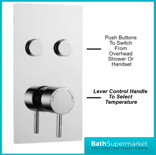 Kartell K-Vit Plan Twin Round Push Button Concealed Thermostatic Shower Valve 2 Way