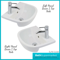 RAK Compact Semi Recessed Basin Right & Left Hand 450mm Wide - 1 & 2 Tap Hole