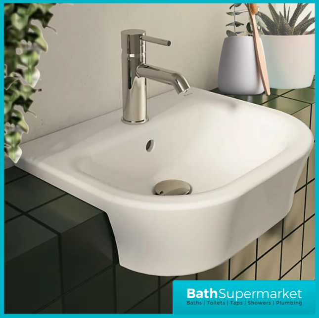 KVIT Eklipse Round Compact Semi Recessed 1 Tap Hole Basin 450mm & 550mm Wide