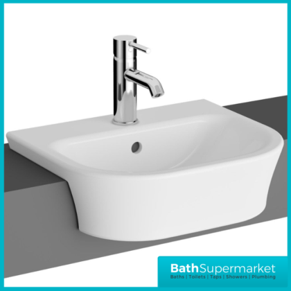 KVIT Eklipse Round Compact Semi Recessed 1 Tap Hole Basin 450mm & 550mm Wide