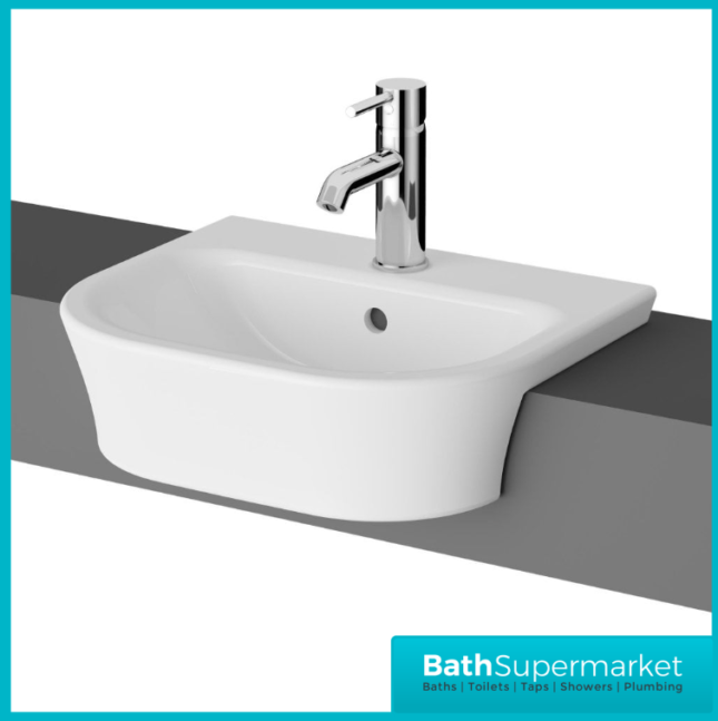 KVIT Eklipse Round Compact Semi Recessed 1 Tap Hole Basin 450mm & 550mm Wide