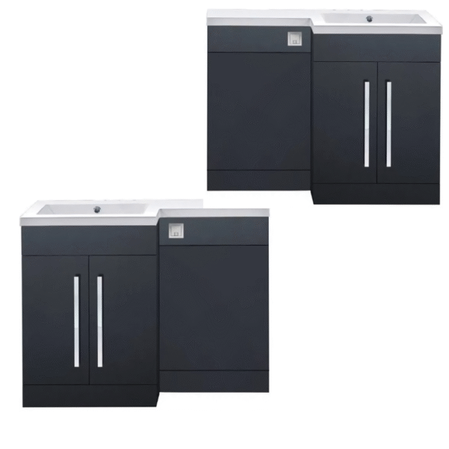 Scudo Lili Matt Grey L Shape Vanity Basin & WC Unit Pack 1100mm LH & RH