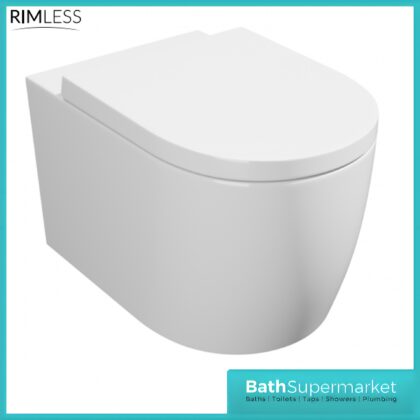 Kartell Genoa Round Wall Hung Rimless WC Pan With Premium Soft Close Toilet Seat