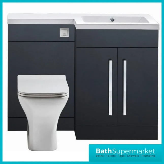 Scudo Lili Matt Grey L Shape Vanity Basin & WC Unit Pack 1100mm LH & RH