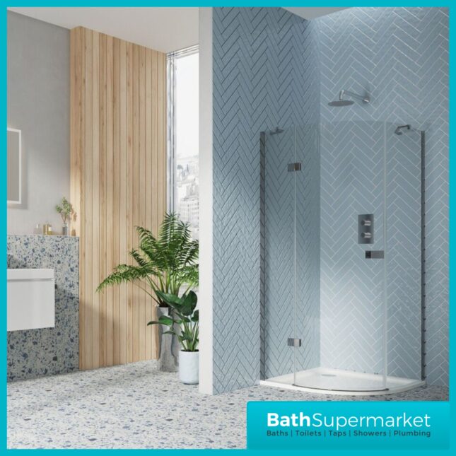 Sognare Athena Chrome Hinged Offset Quadrant Shower Enclosure 1200mm x 800mm