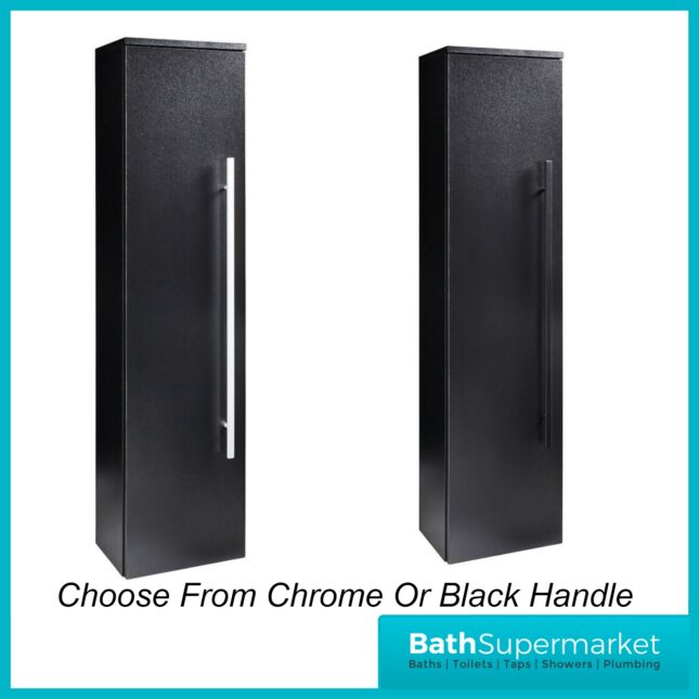 Kartell Purity Nero Matt Black Wall Mounted Tall Side Storage Unit 600mm With Handle