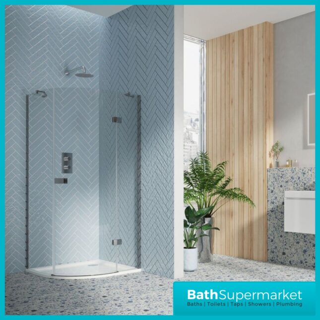 Sognare Athena Chrome Hinged Offset Quadrant Shower Enclosure 1200mm x 800mm