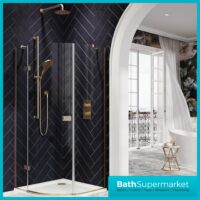 Sognare Athena Brushed Brass Quadrant Shower Enclosure 900mm x 900mm - 1900mm