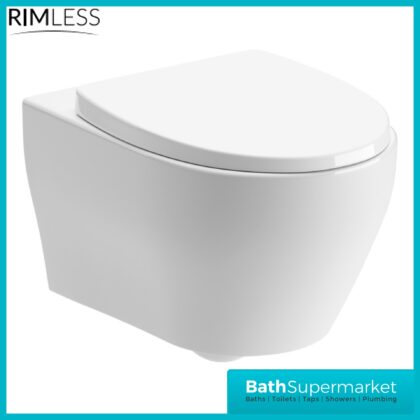AquaVolere Fleur Rimless Wall Hung WC Pan & Soft Close Toilet Seat