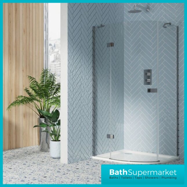 Sognare Athena Chrome Hinged Offset Quadrant Shower Enclosure 1200mm x 800mm