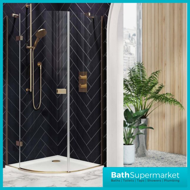 Sognare Athena Brushed Brass Quadrant Shower Enclosure 800mm x 800mm - 1900mm