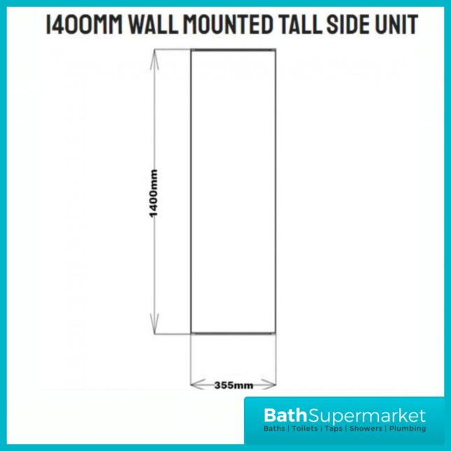 Kartell Purity Nero Matt Black Wall Mounted Tall Side Storage Unit 600mm With Handle