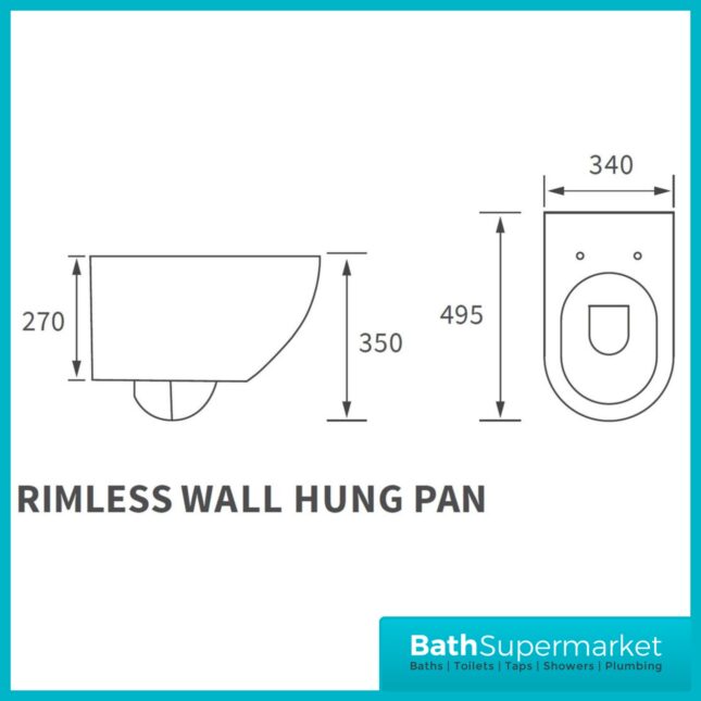 AquaVolere Fleur Rimless Wall Hung WC Pan & Soft Close Toilet Seat
