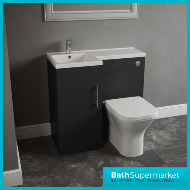 Pastille Black L Shape Vanity Basin Combination Unit-Pan & Handle Option 900mm LH/RH