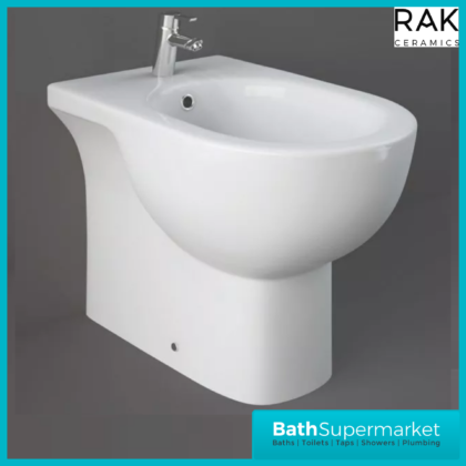 RAK Tonique Alpine White Floor Standing Back To Wall Bidet 1 Tap Hole