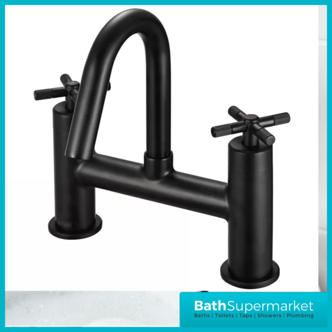 Bristan Cruzar Matt Black Twin Crosshead Handle Bath Filler Tap