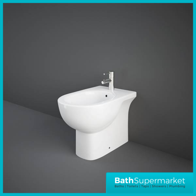 RAK Tonique Alpine White Floor Standing Back To Wall Bidet 1 Tap Hole