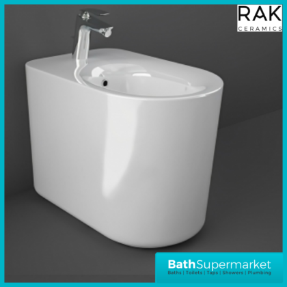 RAK Valet Alpine White Floor Standing Back To Wall Bidet 1 Tap Hole
