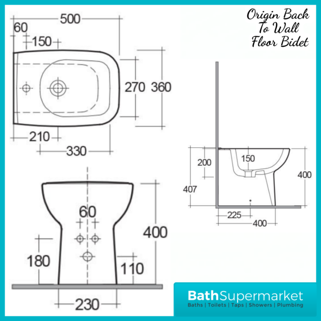 RAK Origin Alpine White Back To Wall Bidet 1 Tap Hole